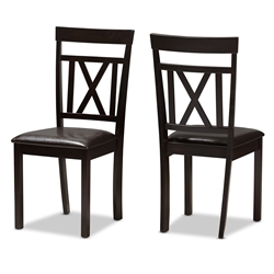 Baxton Studio Rosie Modern and Contemporary Dark Brown Faux Leather Upholstered Dining Chair Set of 2